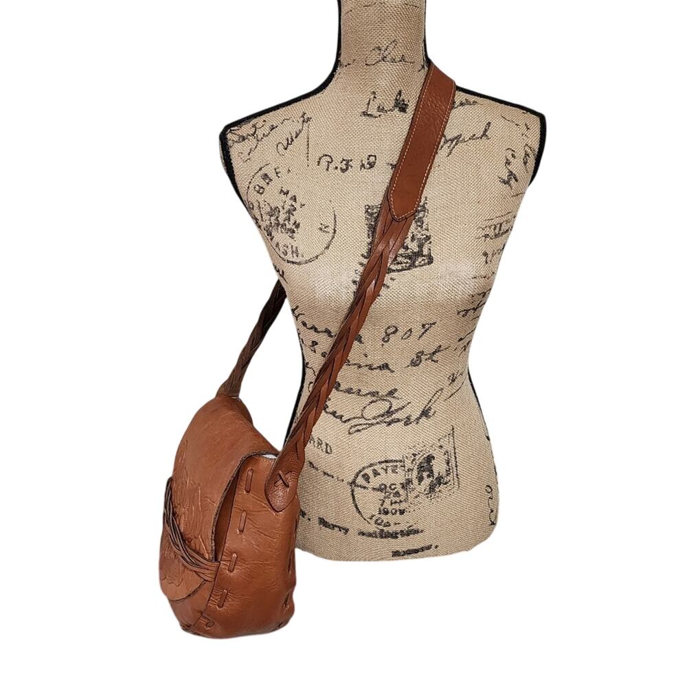 Patricia Nash Brown Tooled Leather Saddle Bag crossbody purse - Picture 5 of 16